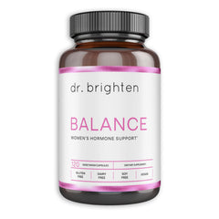 Dr. Brighten Balance bottle pour showing daily hormone support