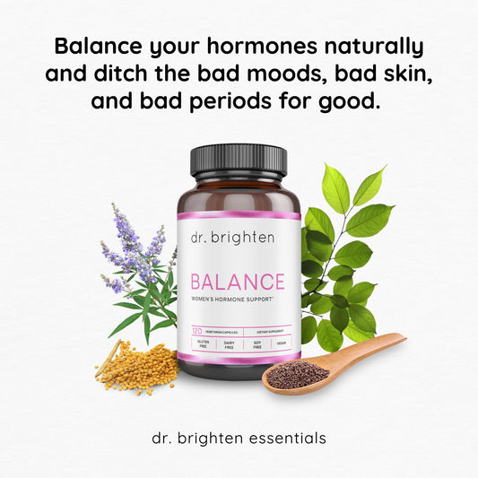 Dr. Brighten Balance capsules close-up with chasteberry and DIM