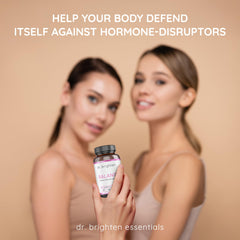 Dr. Brighten Balance daily-use scene with glass of water for consumption