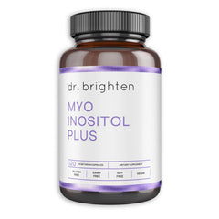 Dr. Brighten Myoinositol Plus bottle front view supports daily hormonal balance.