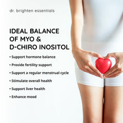 Dr. Brighten Myoinositol Plus box packaging showcases the physician-formulated blend.