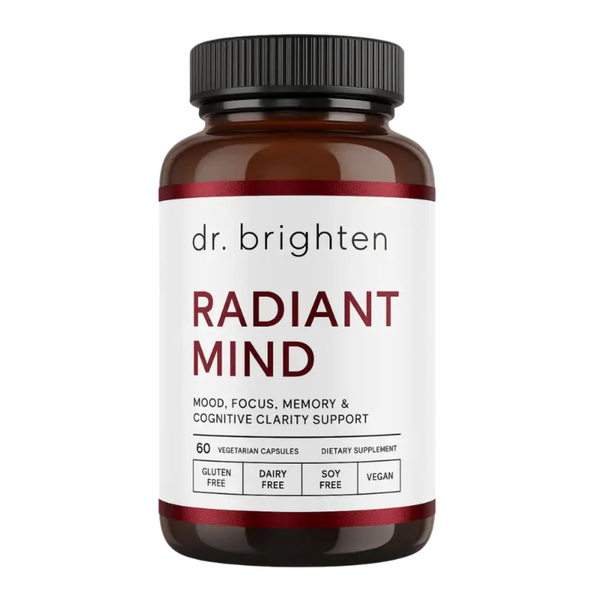 Dr. Brighten Radiant Mind bottle highlights saffron-focused formula for focus support
