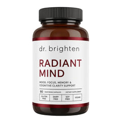 Dr. Brighten Radiant Mind bottle highlights saffron-focused formula for focus support