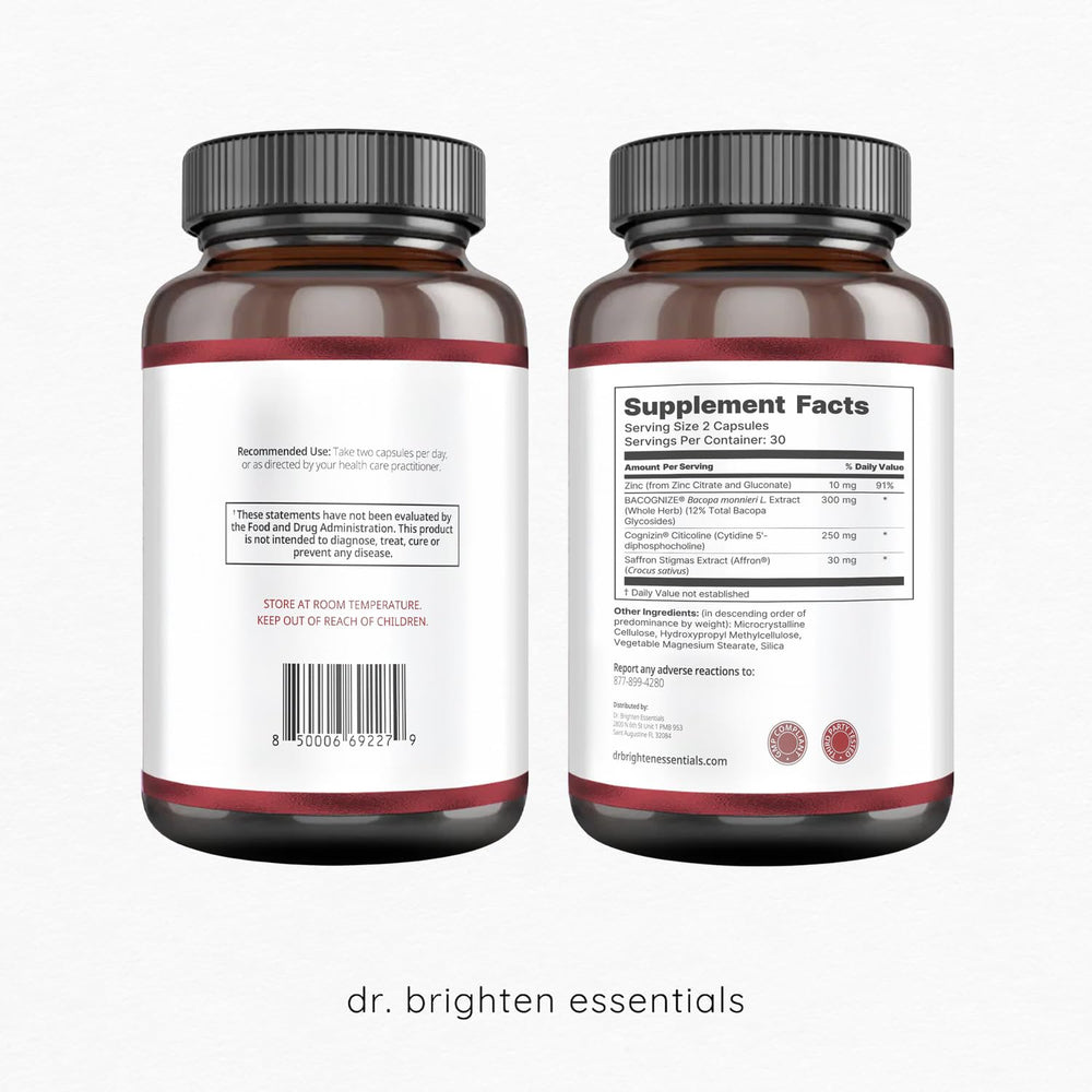Radiant Mind label emphasizes vegan, non-GMO, mood-support ingredients