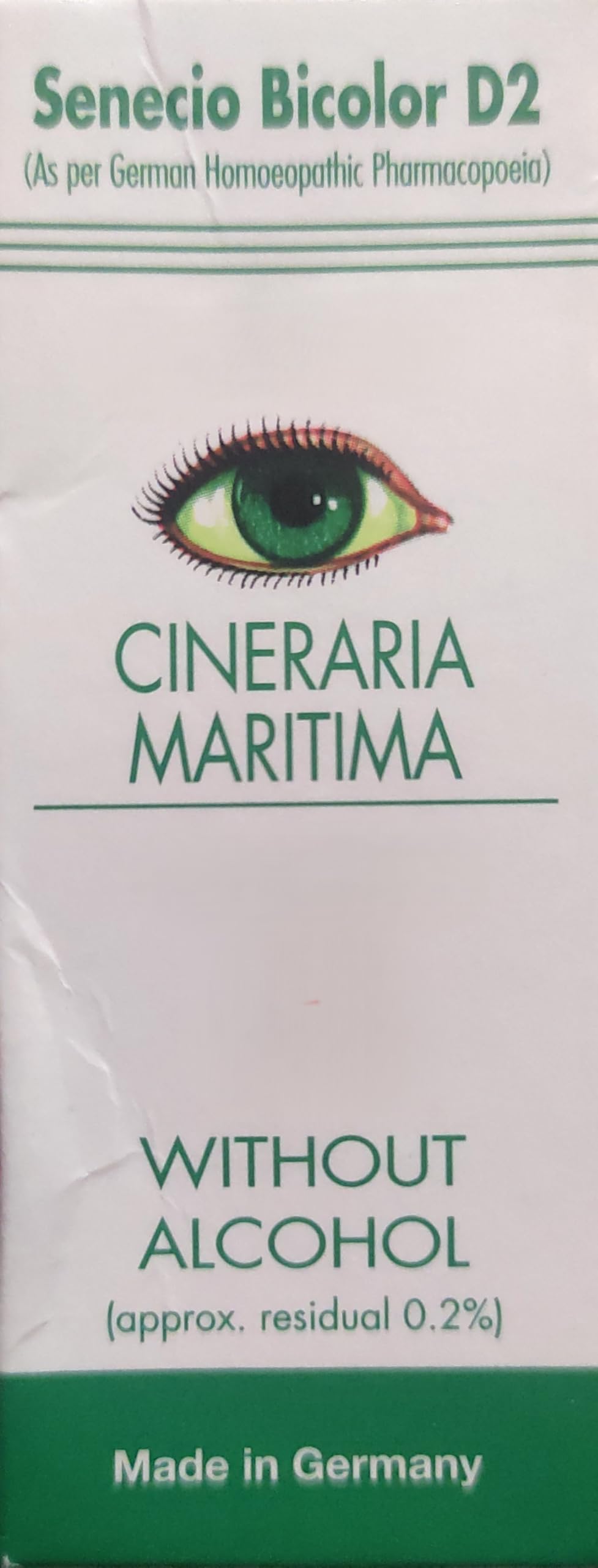 Dr. Cineraria Maritima 10ml bottle highlights alcohol-free moisturizing formula.