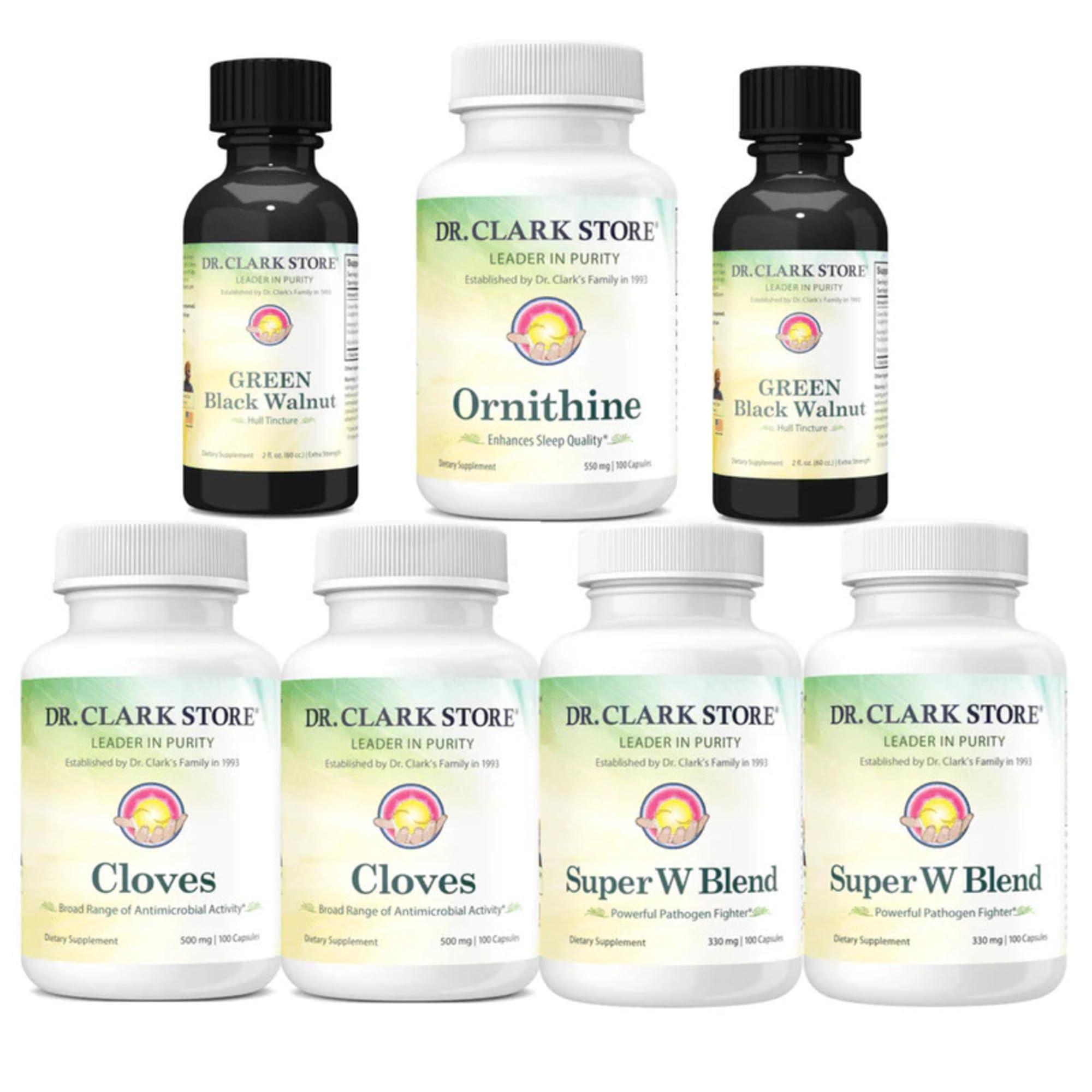 Dr Clark Store maintenance kit with cloves, wormwood, and black walnut for natural digestive support.