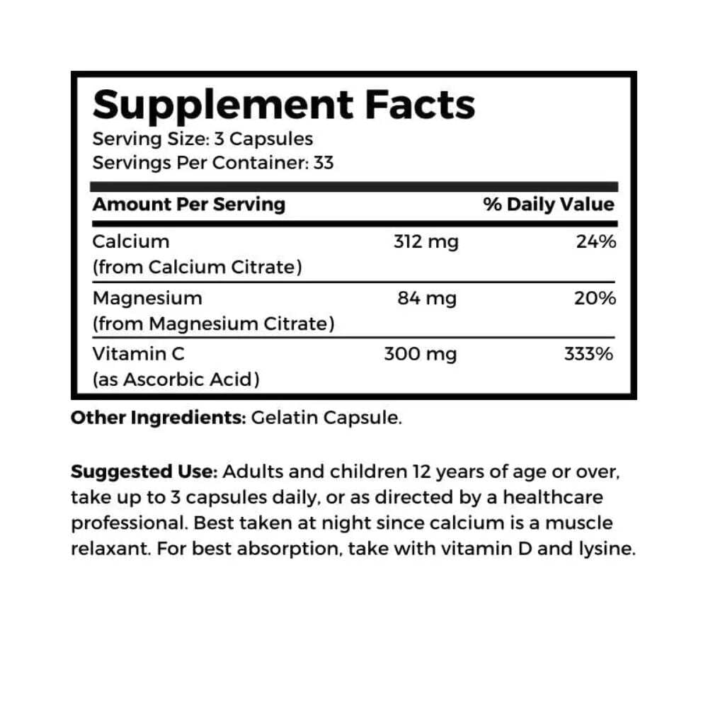 Dr Clark Store Cal-Mag Complete capsules closeup showing calcium and magnesium ingredients