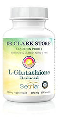 Dr Clark Store Glutathione Reduced 500 mg bottle for antioxidant support.