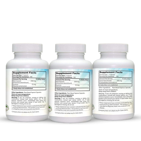 Dr Clark Store green black walnut hull capsule close-up, a key part of intestinal support.