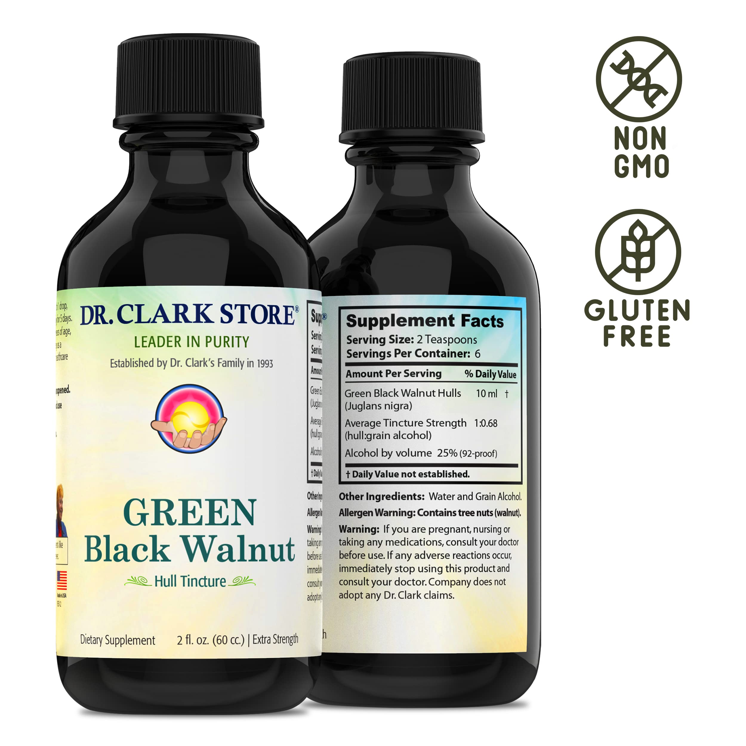 Dr. Clark Store green-tinted tincture in glass bottle for everyday wellness.