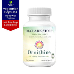 Dr Clark Store Ornithine 500 mg packaging side reveals vegetarian format and capsule count.