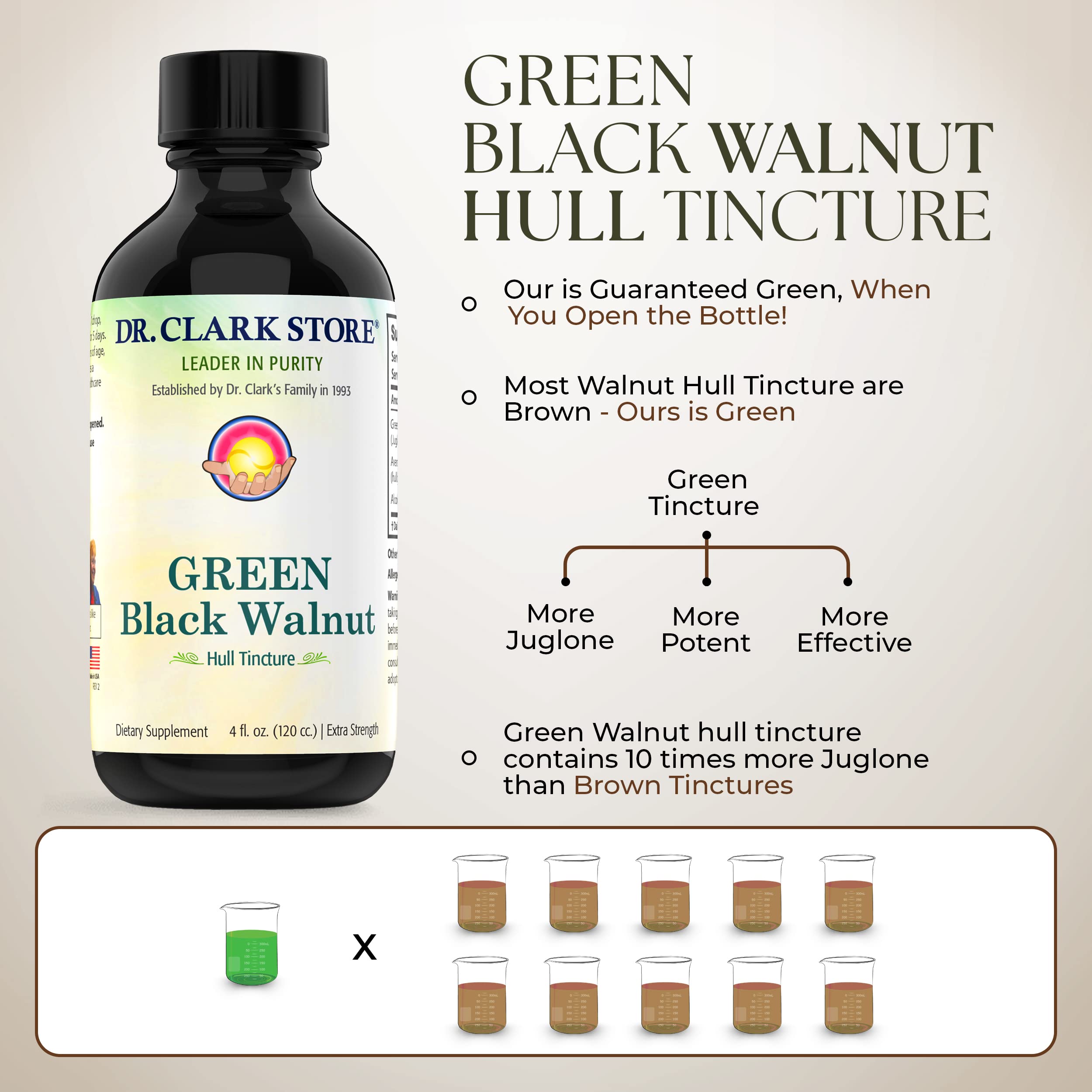 Dr Clark Store tincture glass with water hints daily use.