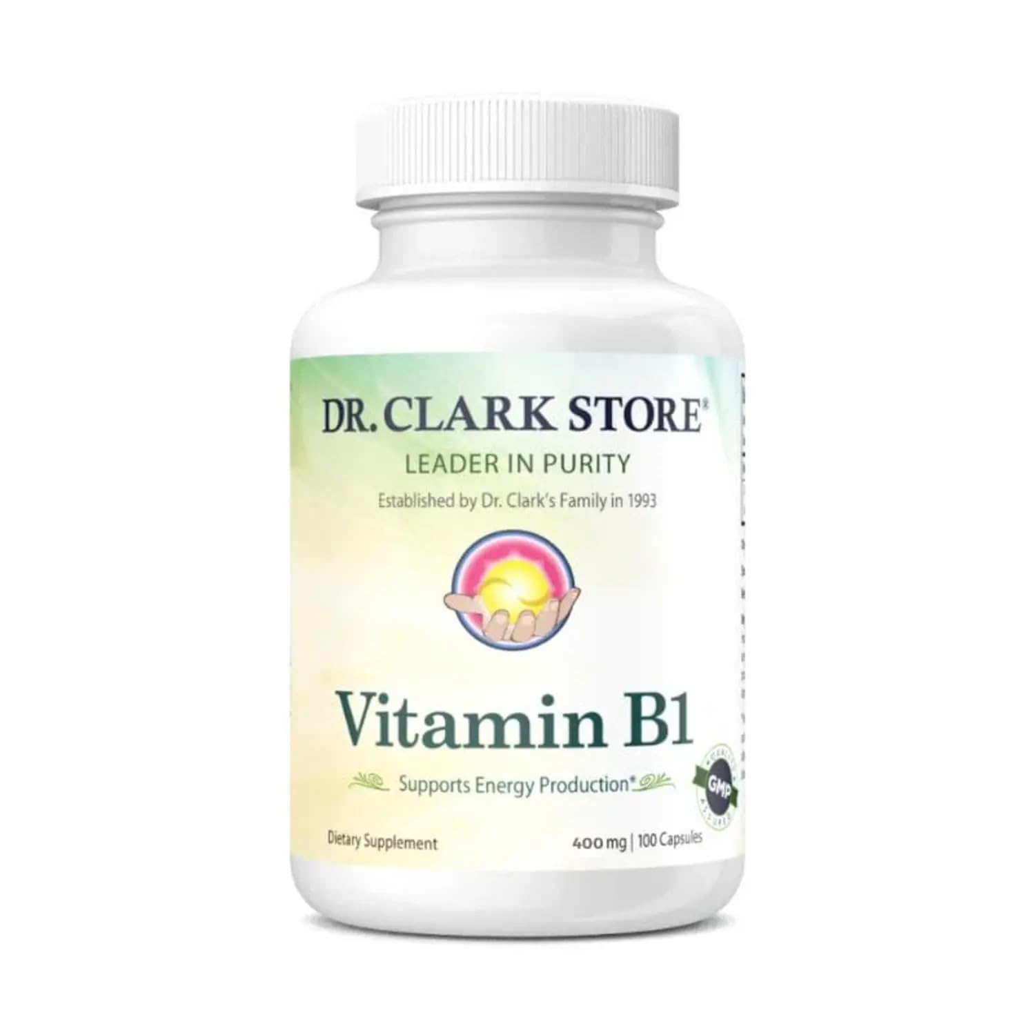 Dr Clark Store Vitamin B1 bottle closeup for daily energy support