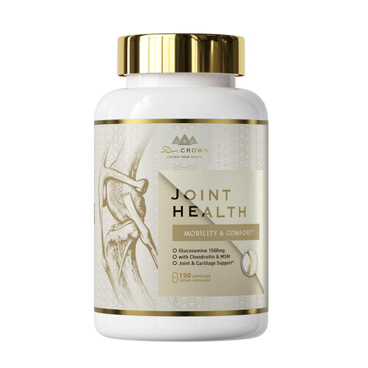 DR. CROWN Joints bottle shown for daily mobility support.