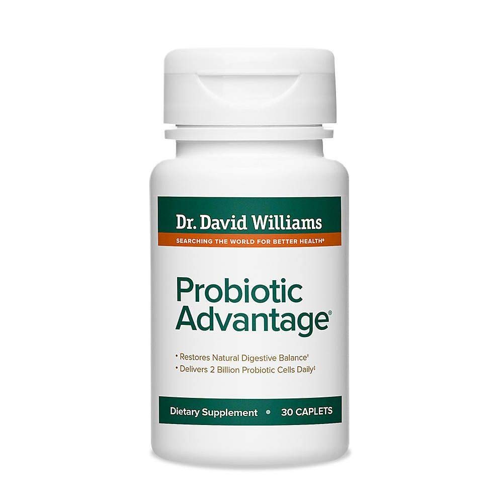 Dr. David Williams Probiotic Advantage bottle showing packaging and bottle design.