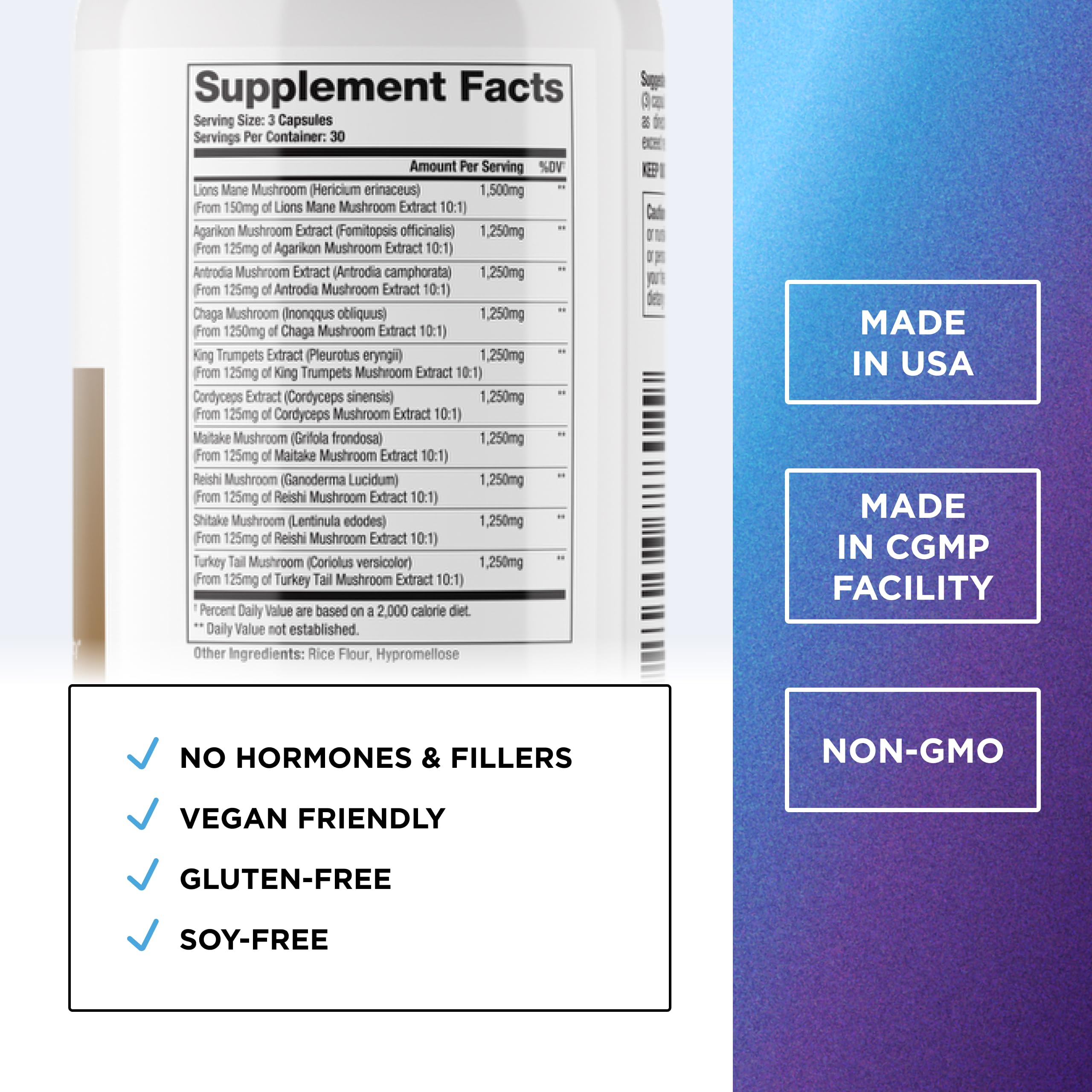 DR. EMIL NUTRITION label detail highlighting ingredients and serving