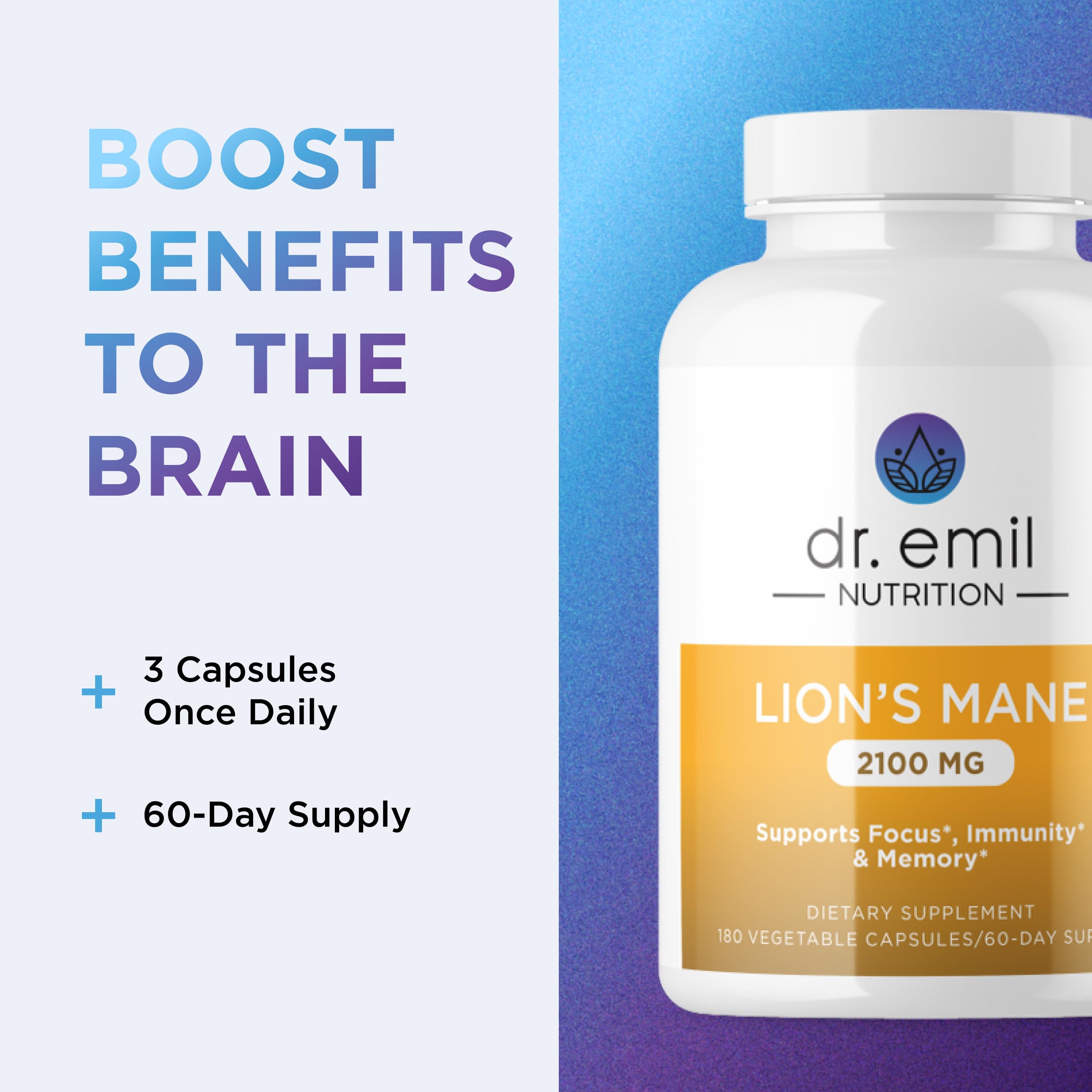 Close-up of DR. EMIL NUTRITION capsule on a desk for study.
