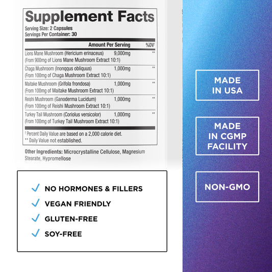 Capsules of DR. EMIL NUTRITION Lions Mane supplement for mental clarity
