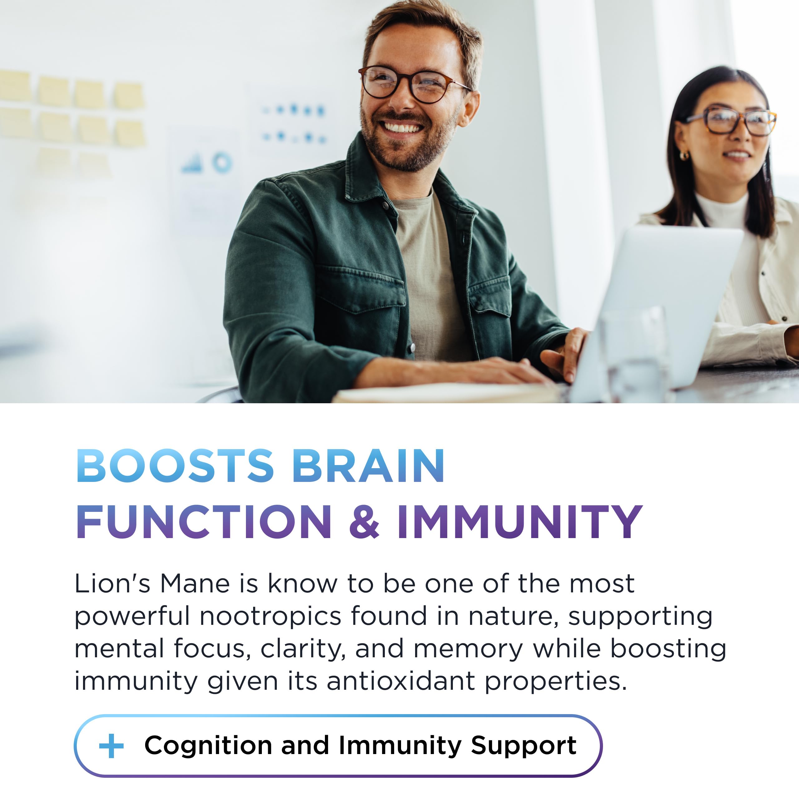 USA-grown Lion's Mane mushrooms used in capsules by DR. EMIL NUTRITION.