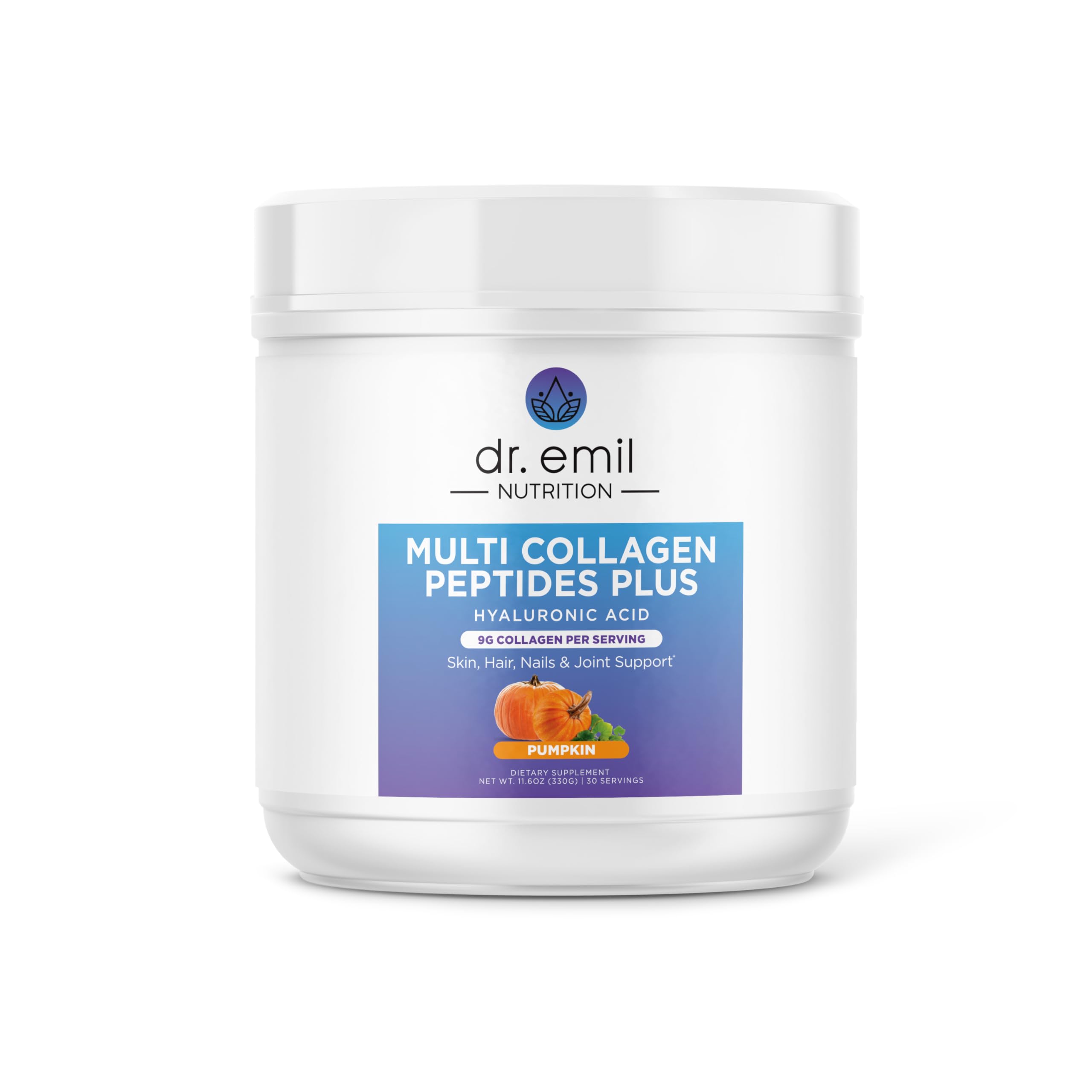 DR. EMIL NUTRITION Multi Collagen Plus pumpkin flavor tub supports skin and hair