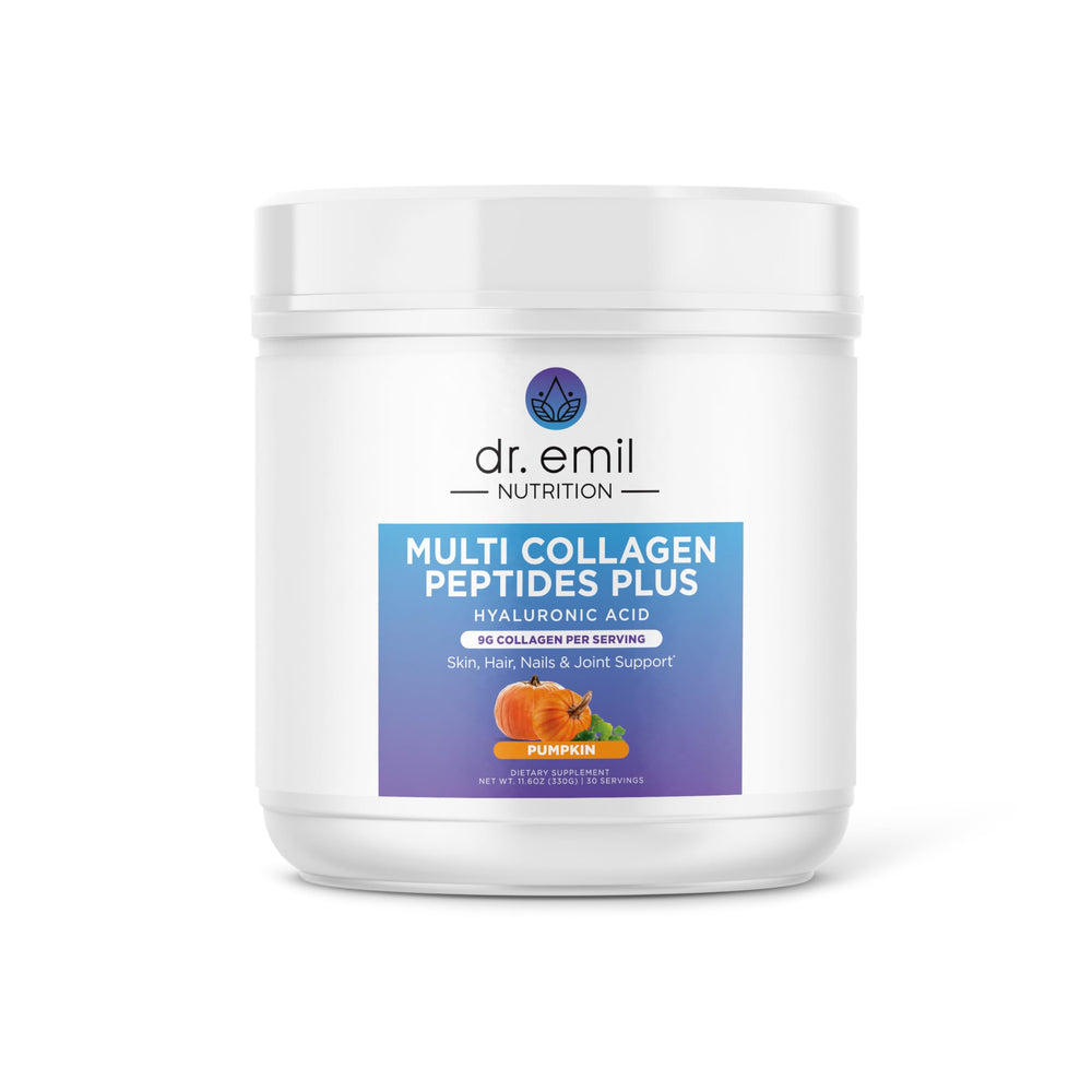DR. EMIL NUTRITION Multi Collagen Plus pumpkin flavor tub supports skin and hair