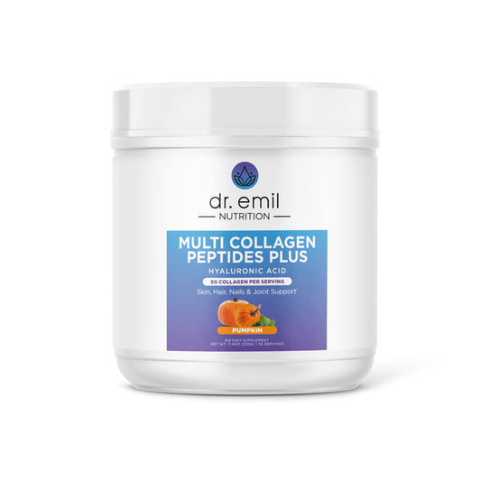 DR. EMIL NUTRITION Multi Collagen Plus pumpkin flavor tub supports skin and hair
