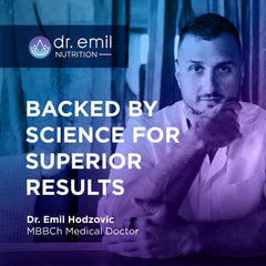 DR. EMIL NUTRITION NAD+ Boost berberine-cofactor detail spotlighting the blend in capsules.
