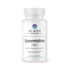 DR. EMIL NUTRITION Spermidine 5mg bottle closeup for cellular support
