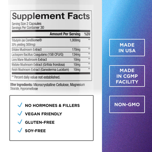 DR. EMIL NUTRITION Total Gut Health Complex label back with supplement facts and ingredients