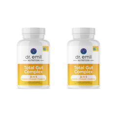 DR. EMIL NUTRITION Total Gut Health Complex bottle front view showing two-capsule daily dose