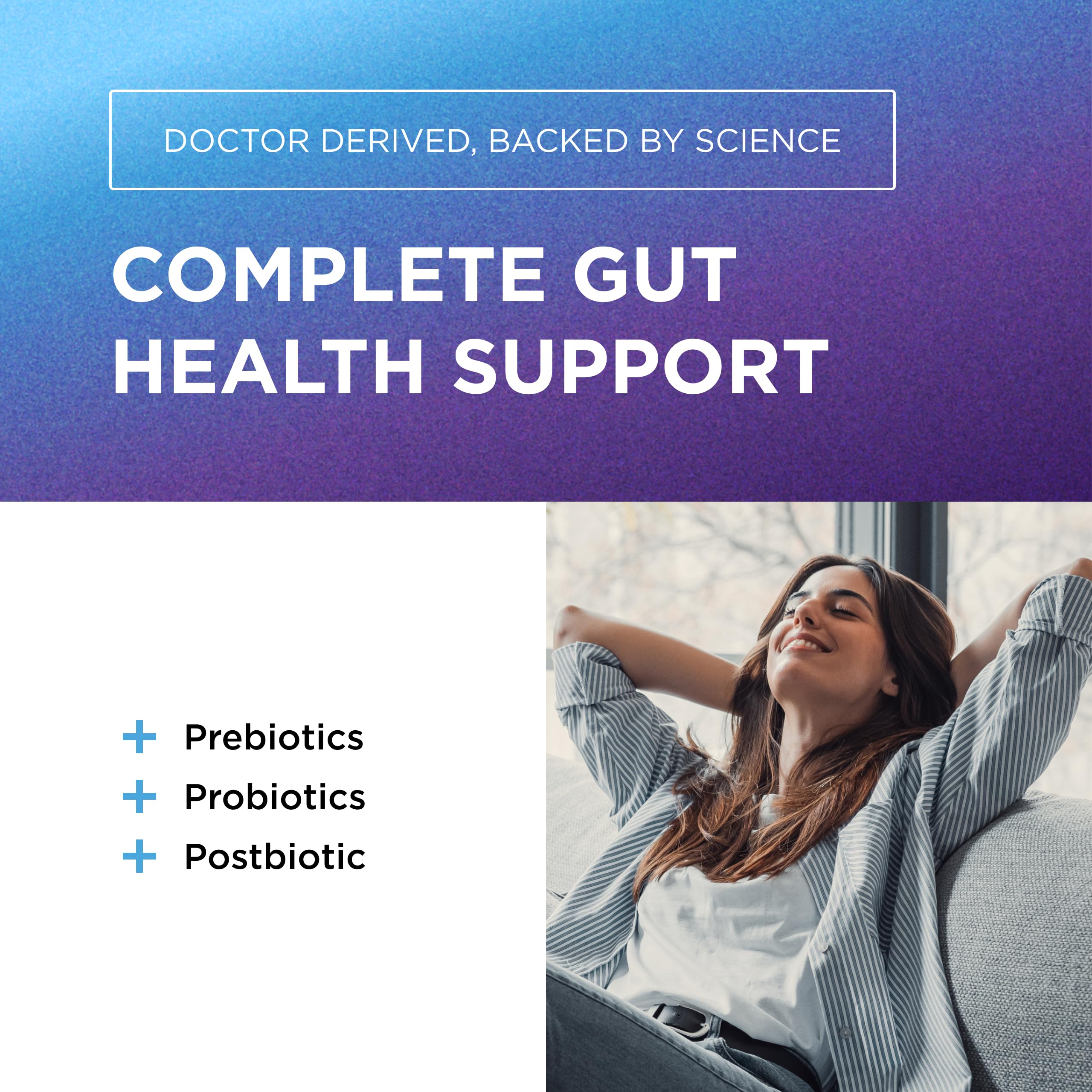 Total Gut Health Complex capsules pour illustrating convenient daily serving