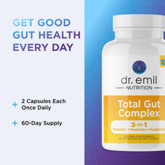 Ingredient card highlights prebiotic, probiotic, and postbiotic components