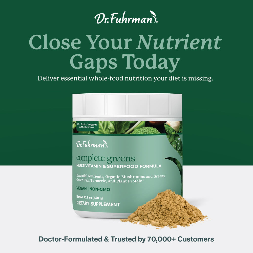 Dr. Fuhrman bottle on kitchen shelf conveys everyday wellness routine