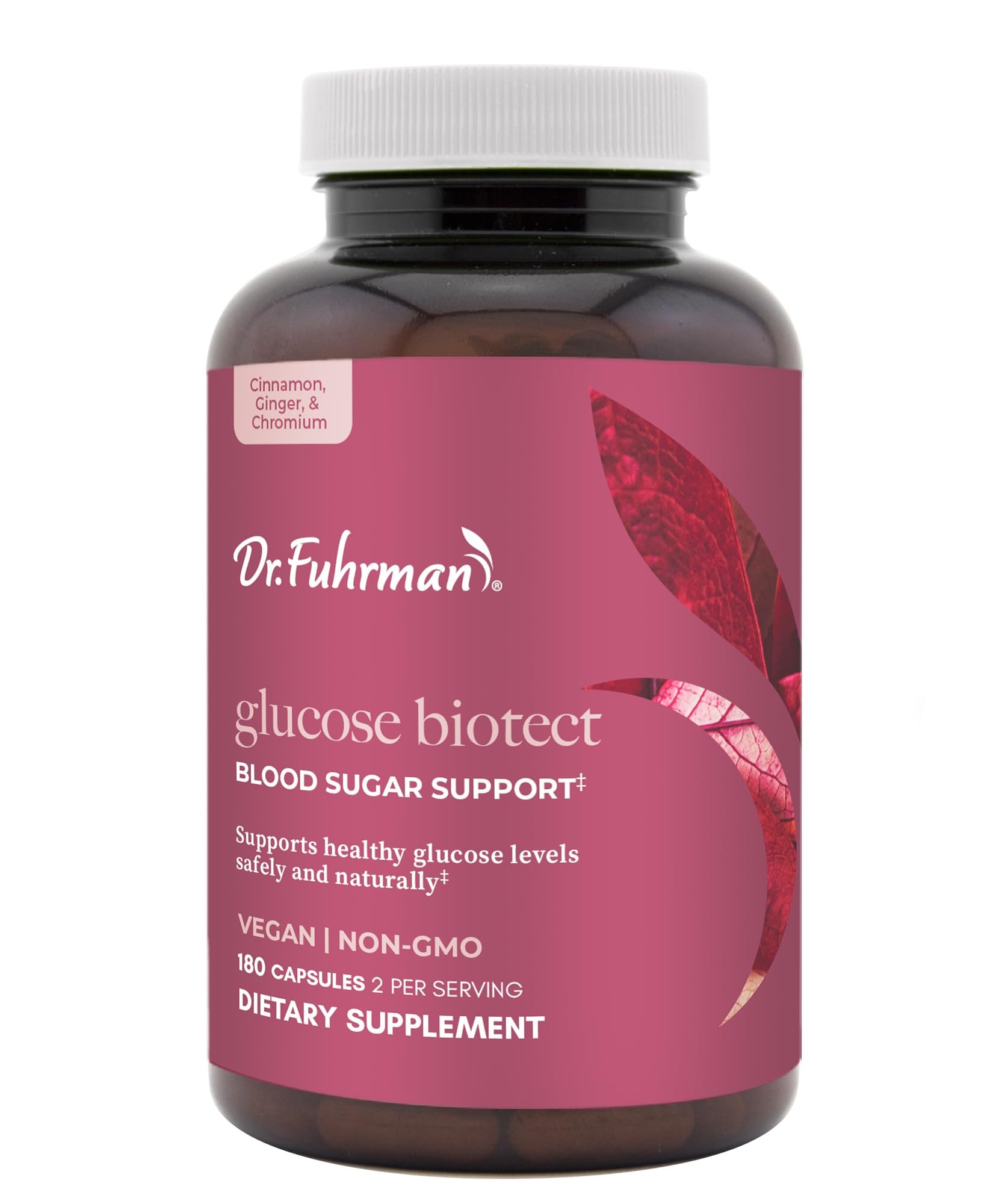 Dr Fuhrman Glucose bottle back view highlights compact travel-friendly design.