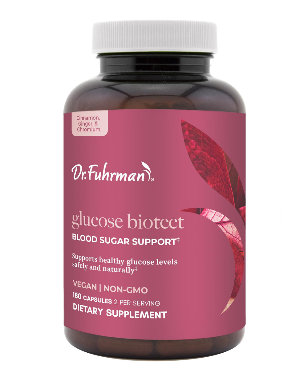 Dr Fuhrman Glucose bottle back view highlights compact travel-friendly design.