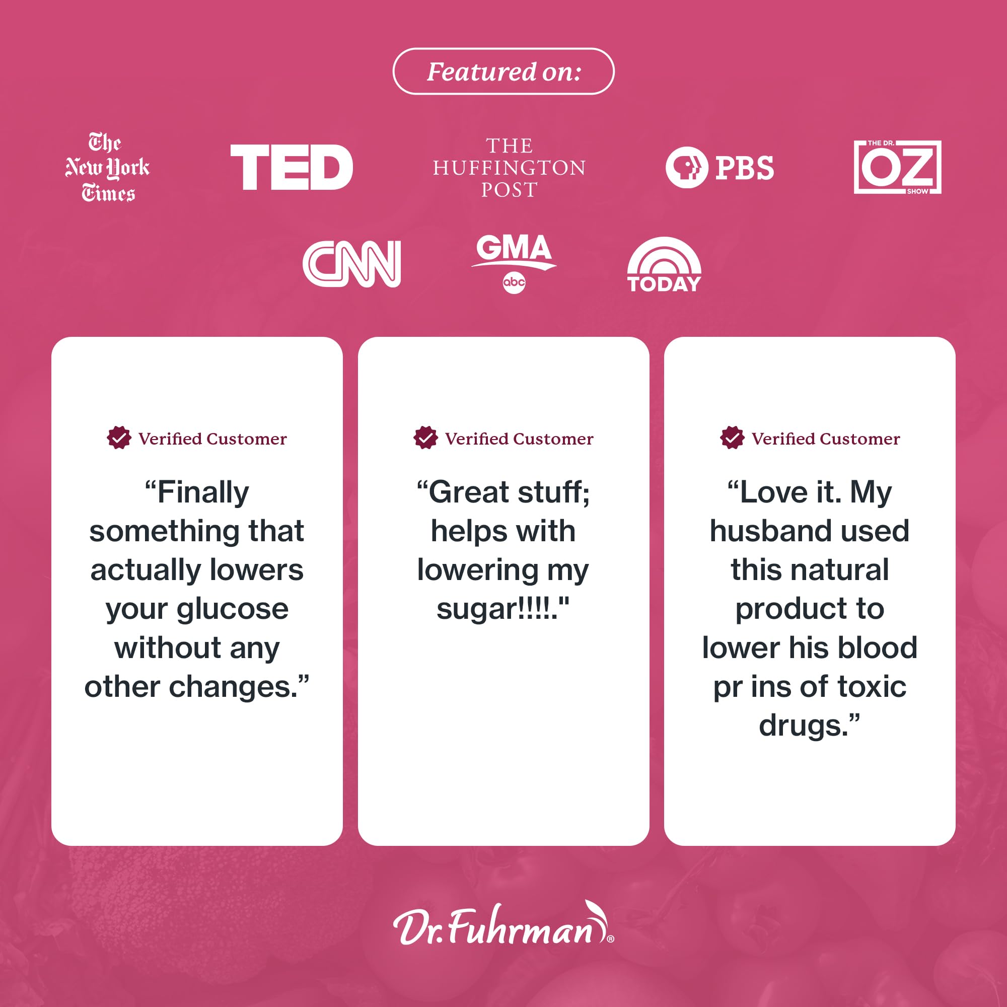 Dr Fuhrman Glucose instruction card outlines usage and storage tips.
