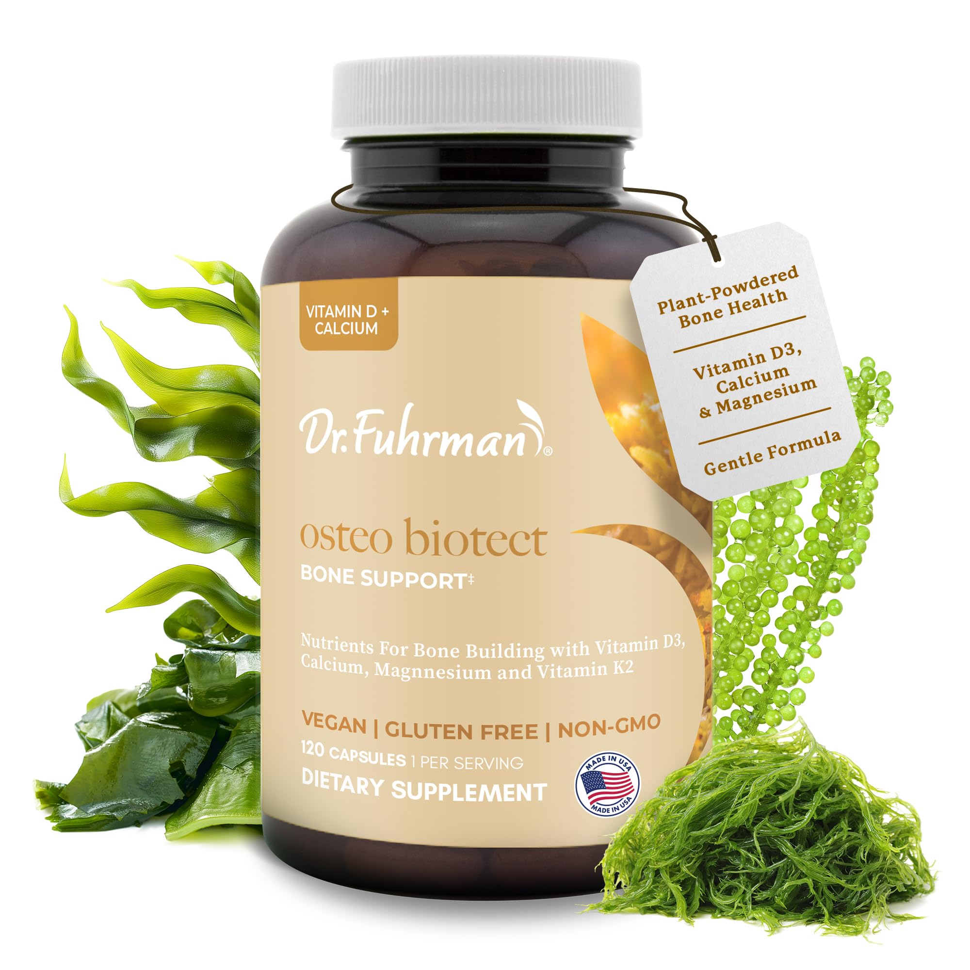 Dr. Fuhrman Osteo bottle front, supporting daily bone health with vegan nutrients.