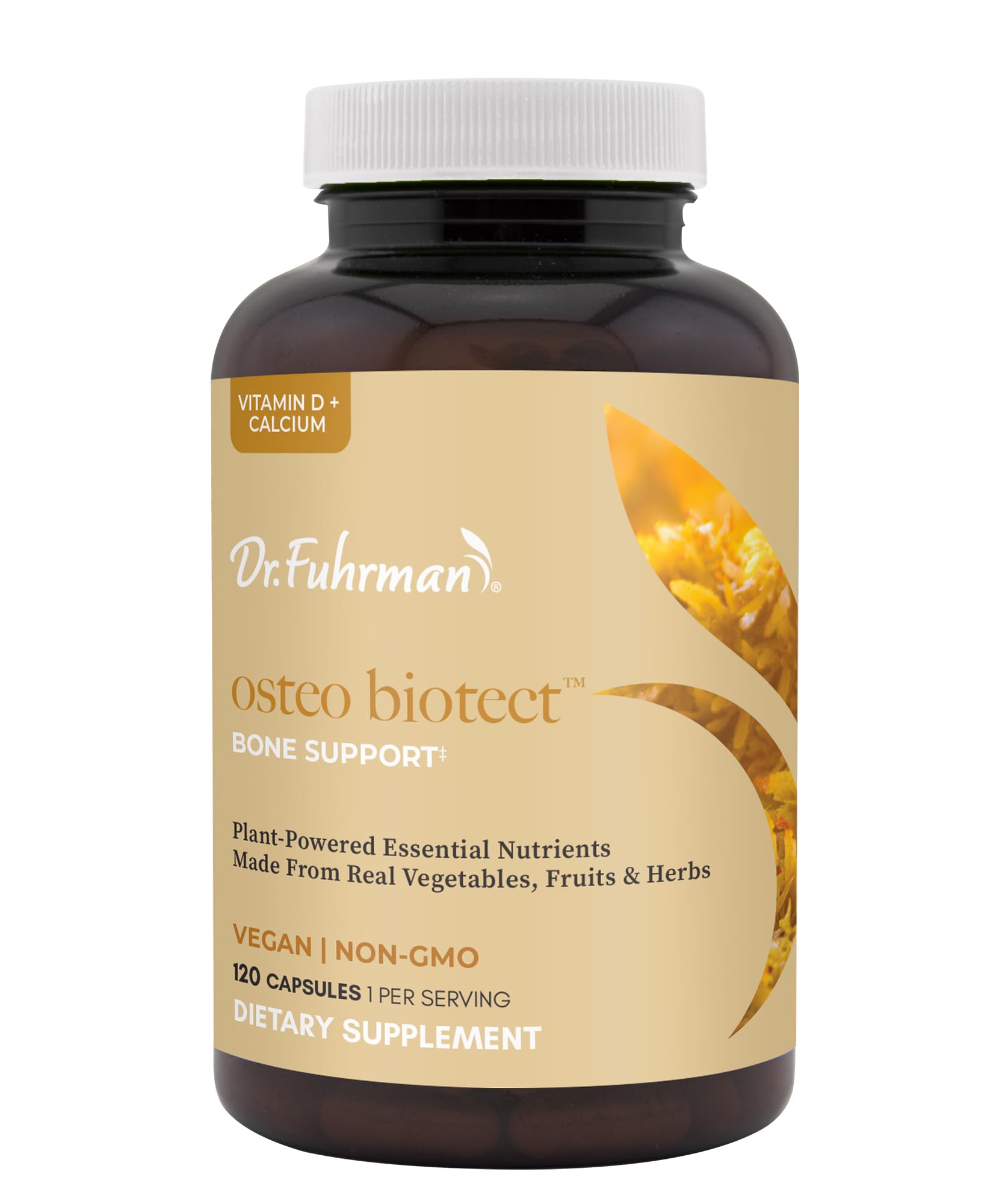 Dr. Fuhrman Osteo bottle on plain surface, easy to incorporate into daily life.