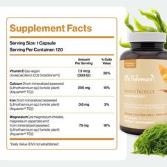Dr. Fuhrman Osteo label closeup, communicates Nutritarian standards and clean ingredients.