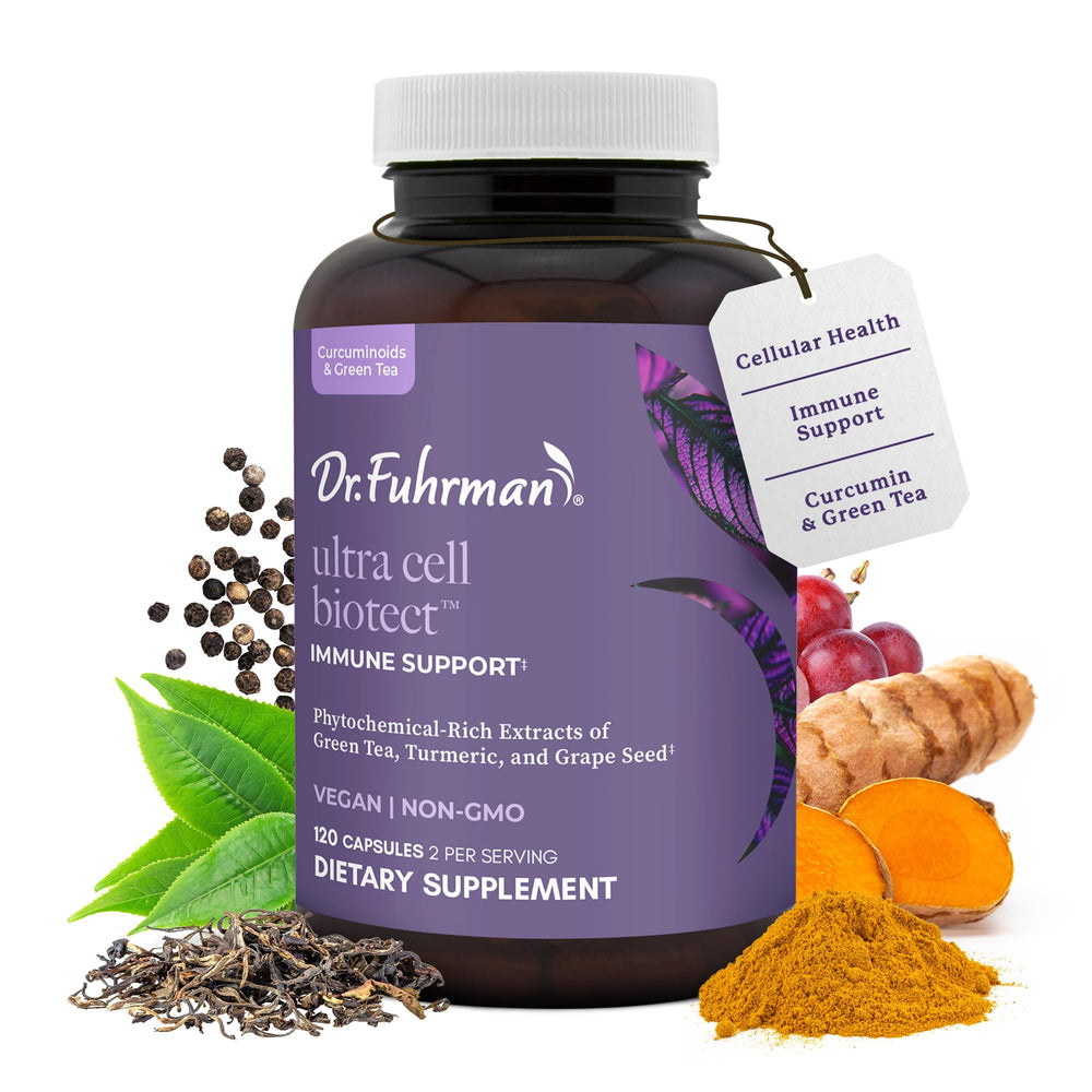 Dr. Fuhrman Ultra Cell Biotect bottle front view highlighting antioxidant support.