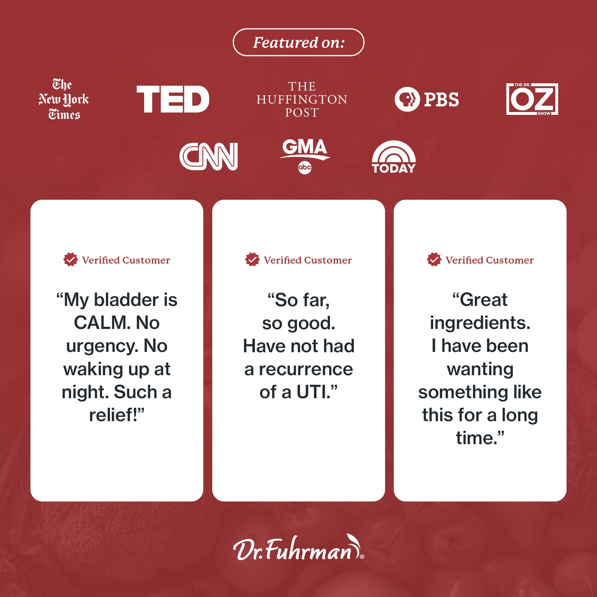 Packaging with Dr. Fuhrman branding emphasizes nutritional excellence.