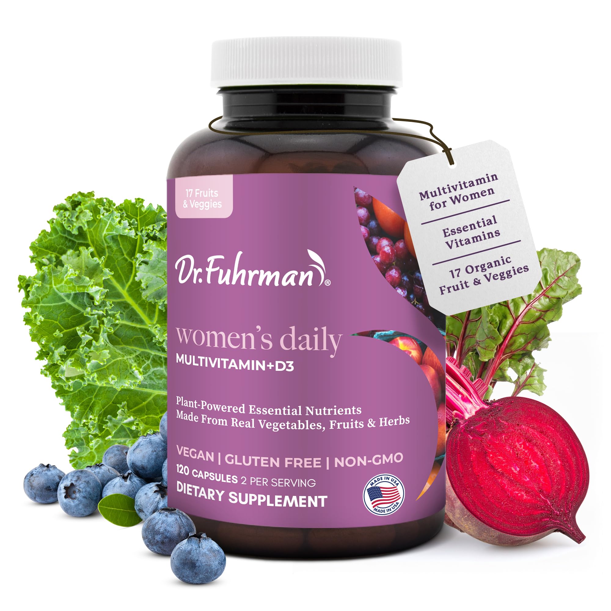 Dr. Fuhrman Women’s Multivitamin bottle front for vegan daily nourishment