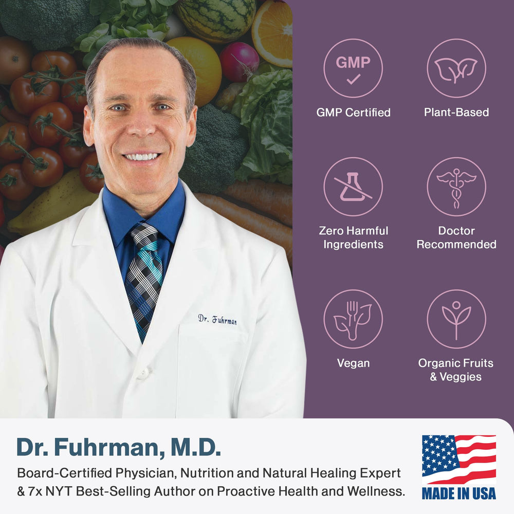 Dr. Fuhrman Women’s Multivitamin ingredients list with broccoli sprouts and pomegranate