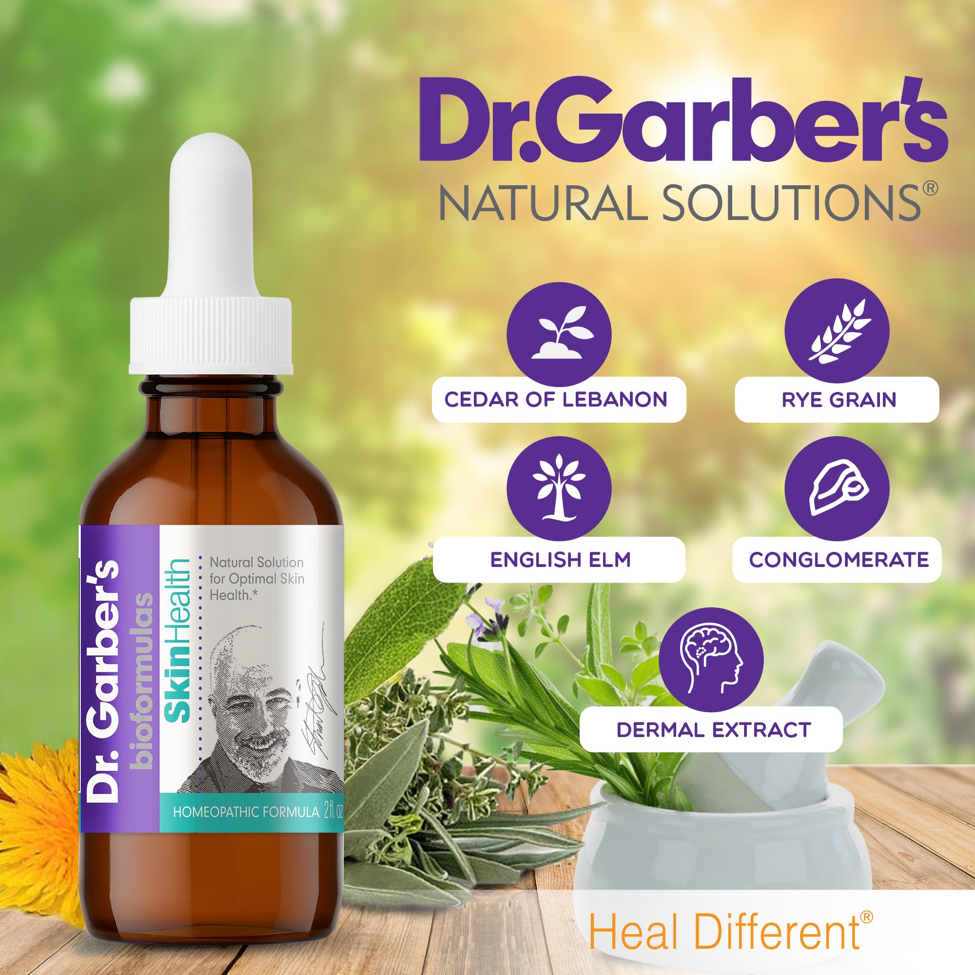 Close-up DR.GARBER'S label detail communicates trust and natural ingredients.