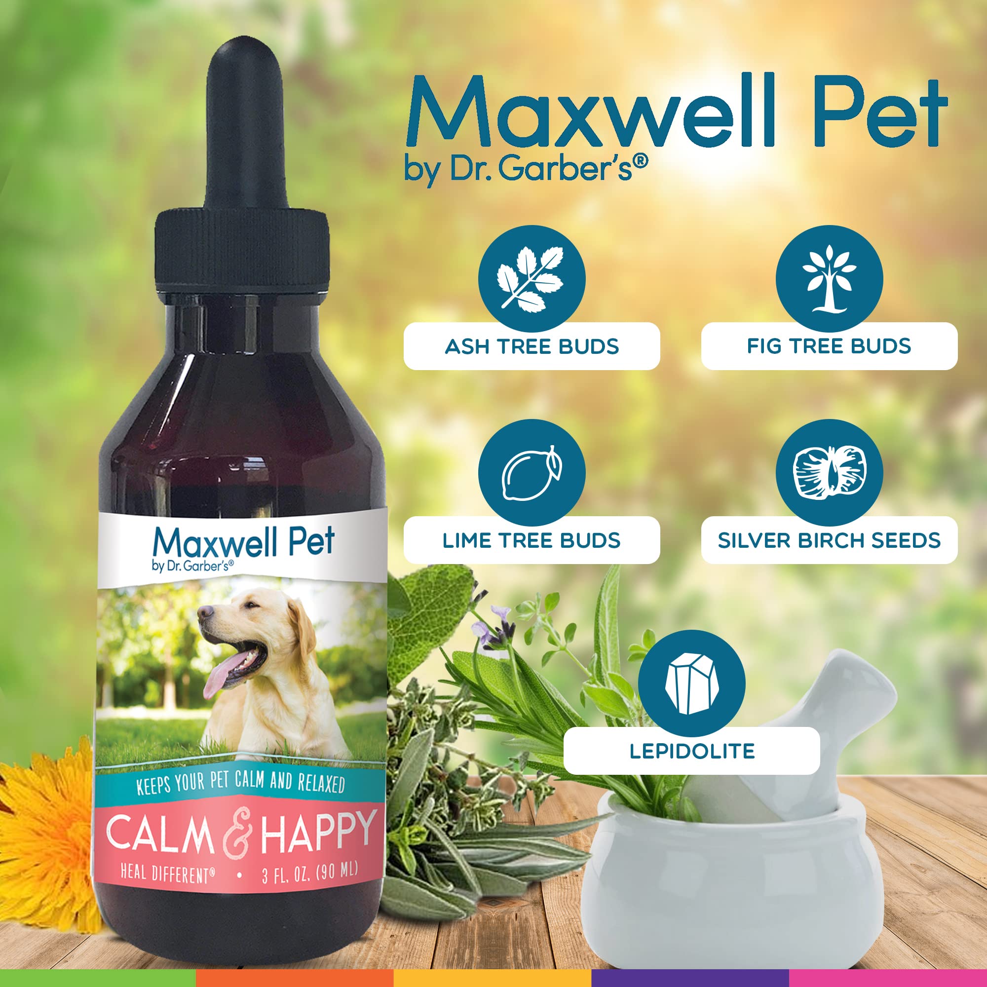 DR.GARBER'S Maxwell Pet adrenal-support-ingredients highlight natural calming support.
