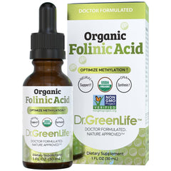 Dr. Green Mom Folinic Acid Drops bottle — gentle, bioavailable folate support.