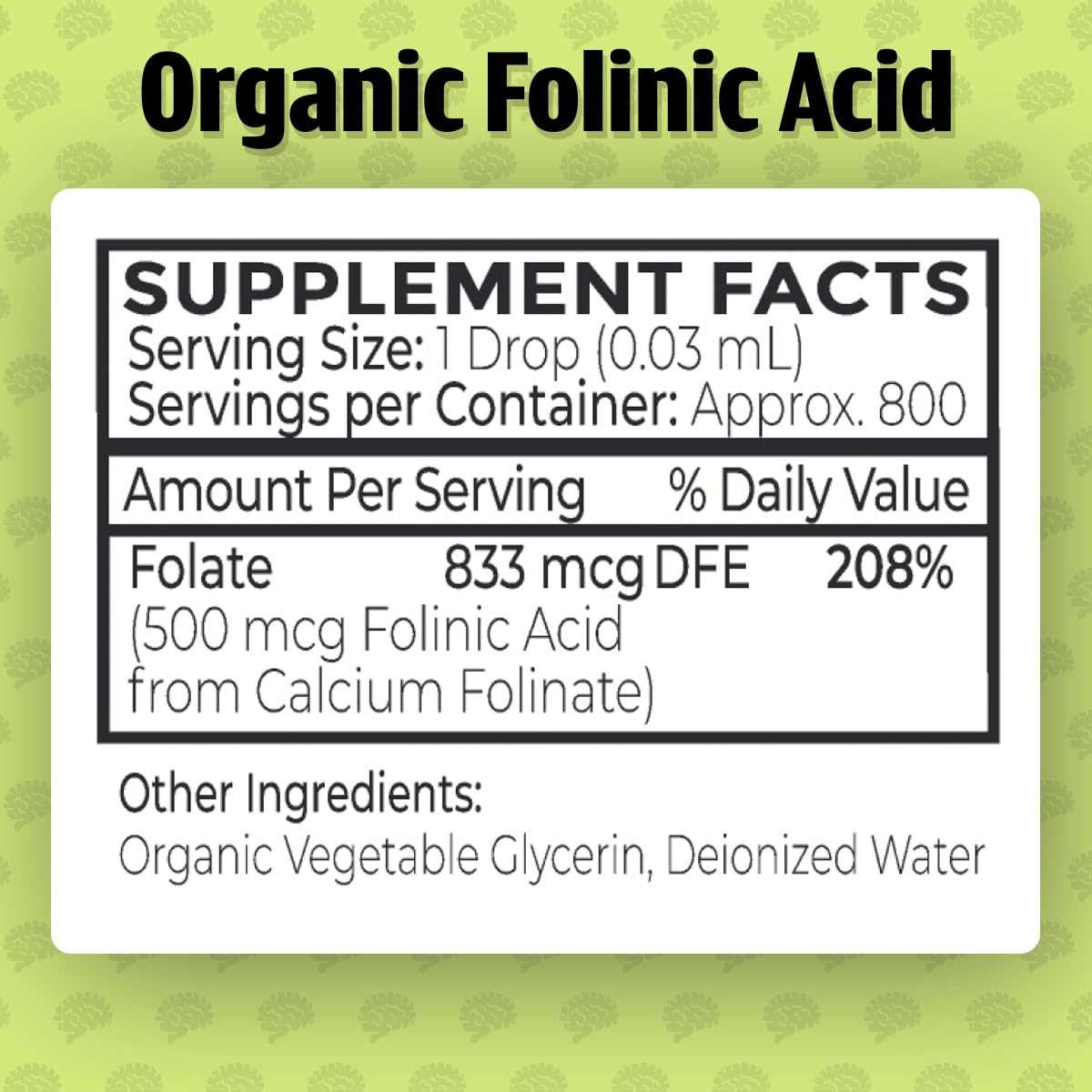 Dr. Green Mom Folinic Acid Drops suitable for kids and adults.