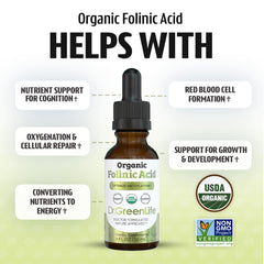 Dr. Green Mom Folinic Acid Drops mixed in water for kids and adults.