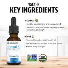 USDA Organic Natal K label indicates high-quality ingredients and safety.