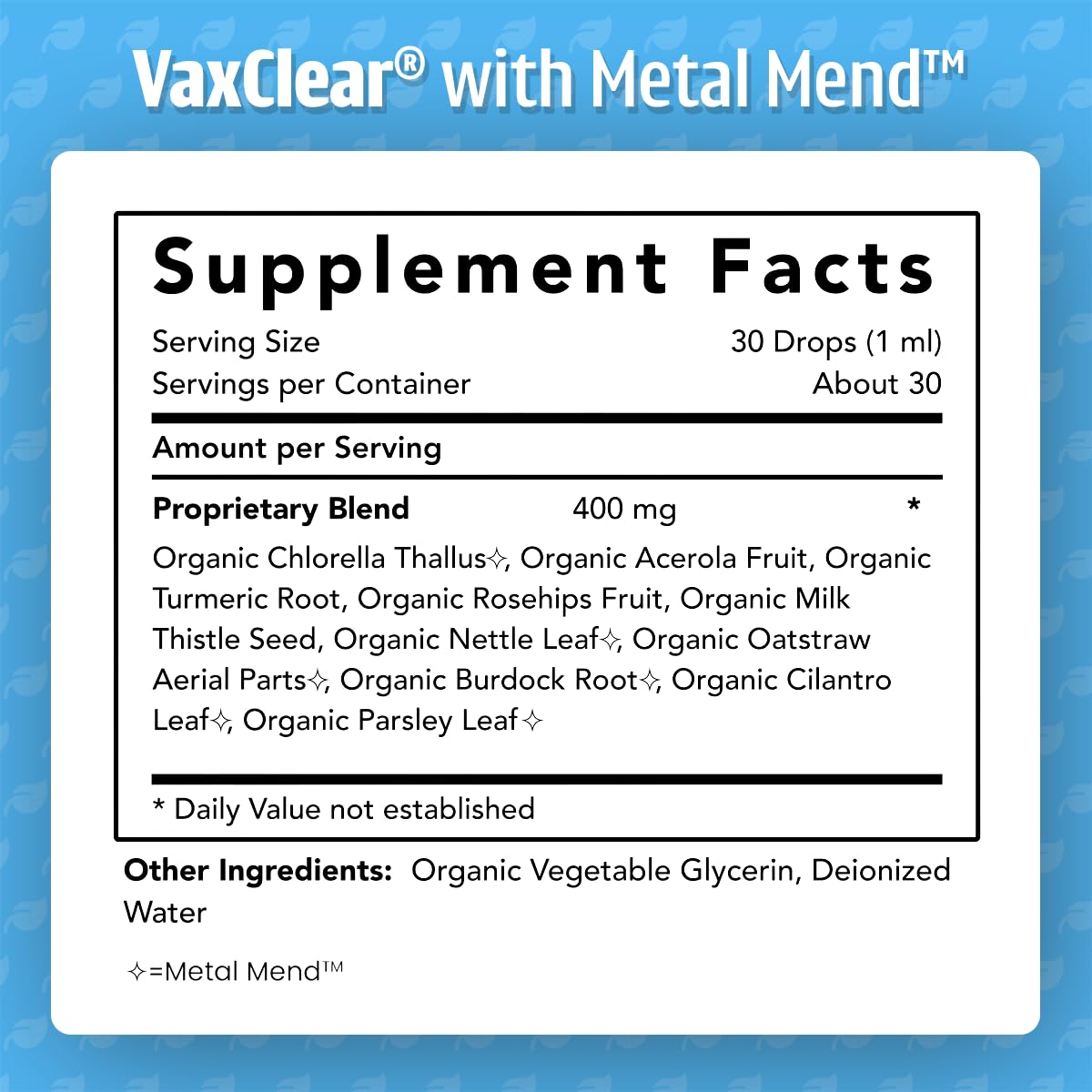 Dr. Green Mom VaxClear dairy-free and gluten-free formulation on packaging.